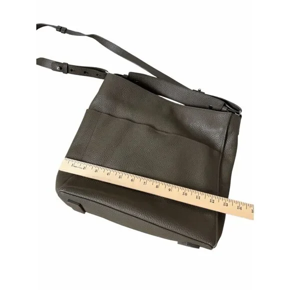 AllSaints Hobo Bag Mast Crossbody Purse Pebbled Leather Forest Green